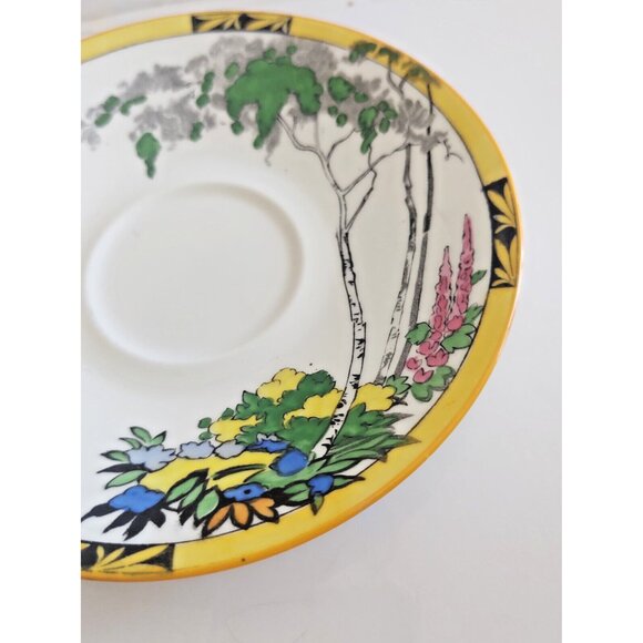 Antique Adderley Ware England Silver Birch Bone China Teacup & Saucer 1910-1919 - Picture 8 of 13